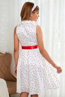 Vestido vintage de polka dots vermelhos brancos