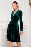 Vestido de festa de veludo verde escuro