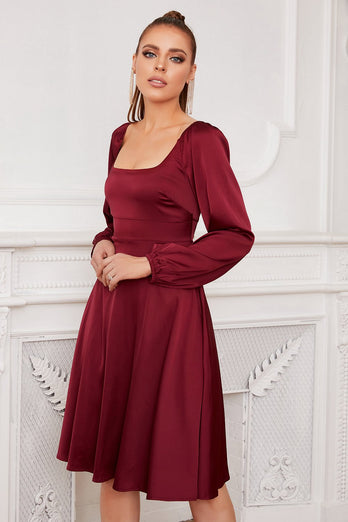 Burgundy Mangas Compridas Vestido formal de festa