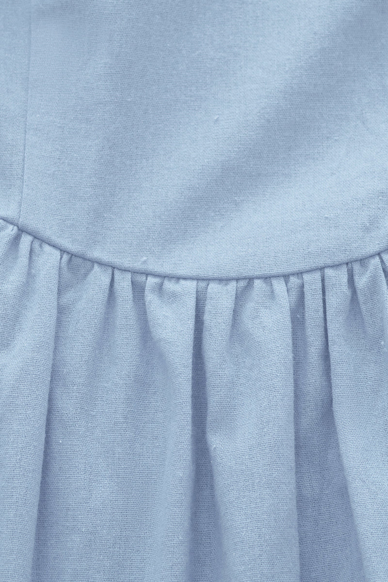 Carregar imagem no visualizador da galeria, Vestido de verão azul de pescoço quadrado de estilo retro quadrado