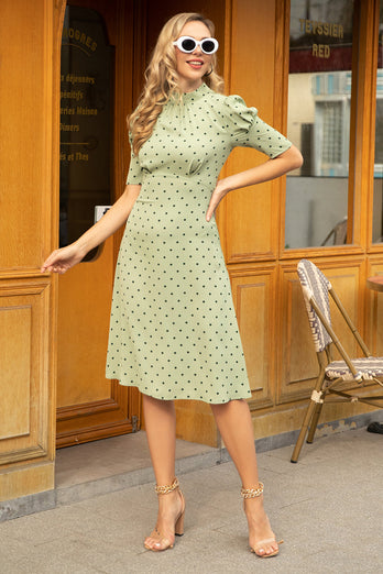 Vestido vintage de Polka Dots Verdes