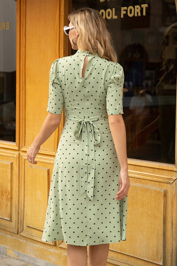 Vestido vintage de Polka Dots Verdes