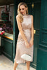 Carregar imagem no visualizador da galeria, Slim High Neck Burgundy Wedding Guest Party Dress