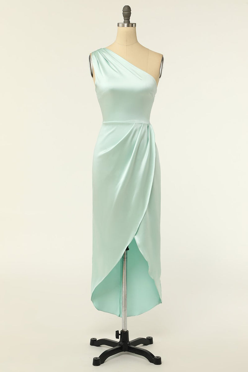 Carregar imagem no visualizador da galeria, Sheath One Shoulder Sage Bridesmaid Dress