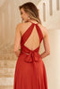 Carregar imagem no visualizador da galeria, Rust Brown Open Back Bridesmaid Dress