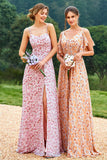 Vestido de dama de honra laranja de impressão floral
