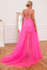 Carregar imagem no visualizador da galeria, Vestido de baile de trem quente cor-de-rosa detchable