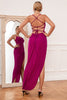 Carregar imagem no visualizador da galeria, Vestido de festa de Sheath Halter Fuchsia com Cris Cross Back