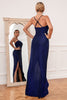 Carregar imagem no visualizador da galeria, Sheath Spaghetti Tiras Royal Blue Party Dress com frente dividida