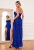 Carregar imagem no visualizador da galeria, Vestido de baile sem alças de lantejoulas azuis royal