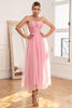 Carregar imagem no visualizador da galeria, Lindo um vestido de baile rosa sem alças de linha com apliques