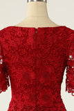Vermelho escuro duas peças mãe do vestido de noiva com renda
