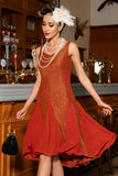 Vestido de festa sem mangas enferrujada