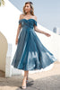 Carregar imagem no visualizador da galeria, Princesa A Linha Fora do Ombro Grey Blue Prom Party Dress