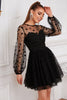 Carregar imagem no visualizador da galeria, Manga comprida Tulle Pequeno Vestido Preto