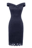 Carregar imagem no visualizador da galeria, Sheath Off the Shoulder Burgundy Lace Dress