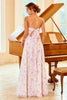 Carregar imagem no visualizador da galeria, Um spaghetti linha alças roxo flor impressão vestido de dama de honra