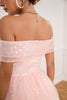 Carregar imagem no visualizador da galeria, Vestido de baile de corações de ombro rosa fora do ombro