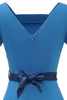 Carregar imagem no visualizador da galeria, Vestido bodycon azul dos anos 60 wth Bowknot