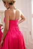 Carregar imagem no visualizador da galeria, Fuchsia Strapless Vestido de baile com fenda