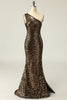 Carregar imagem no visualizador da galeria, Sereia One Shouler Dark Gold Sequins Vestido de baile