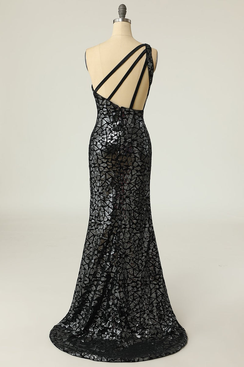 Carregar imagem no visualizador da galeria, Sereia One Shouler Dark Gold Sequins Vestido de baile