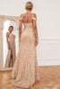 Carregar imagem no visualizador da galeria, Sheath Off the Shoulder Champagne Sequins Party Dress com frente dividida