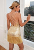 Carregar imagem no visualizador da galeria, Vestido de cocktail dourado de lantejoulas