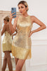 Carregar imagem no visualizador da galeria, Vestido de cocktail dourado de lantejoulas