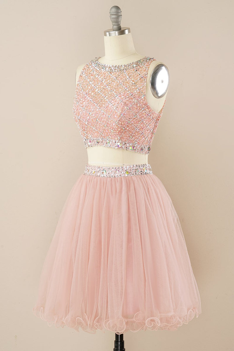 Carregar imagem no visualizador da galeria, Blush Beading Short Homecoming Dress