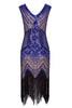 Carregar imagem no visualizador da galeria, Vestido de Lantejoulas Azul Royal Dos Anos 20