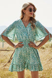 Vestido de verão de impressão floral verde