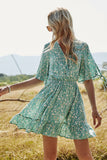 Vestido de verão de impressão floral verde