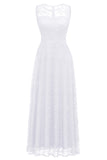 Branco Longo vestido formal de renda longa