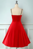 Vestido de estrela de patchwork vermelho impresso vintage de 1950