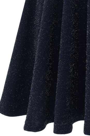 Vestido de festa casual de glitter preto