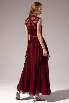 Vestido de baile de Chiffon Longo Borgonha
