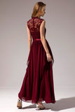 Vestido de baile de Chiffon Longo Borgonha
