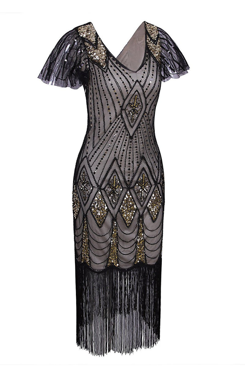 Carregar imagem no visualizador da galeria, Flapper Black 1920s Sequins Dress