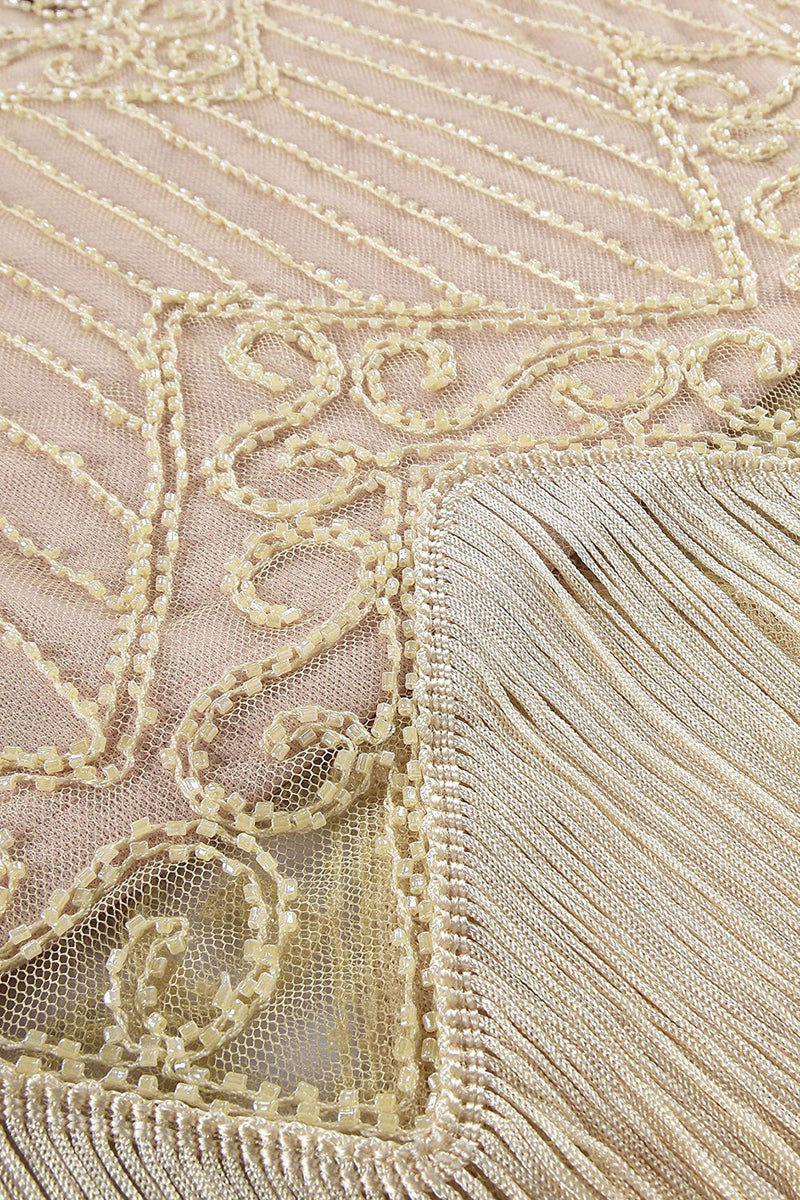 Carregar imagem no visualizador da galeria, Champagne V Neck Backless Sequin Fringe Flapper Dress