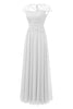 Carregar imagem no visualizador da galeria, Elegante vestido branco de renda comprida com mangas de boné