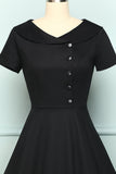 Black Button Dress - ZAPAKA
