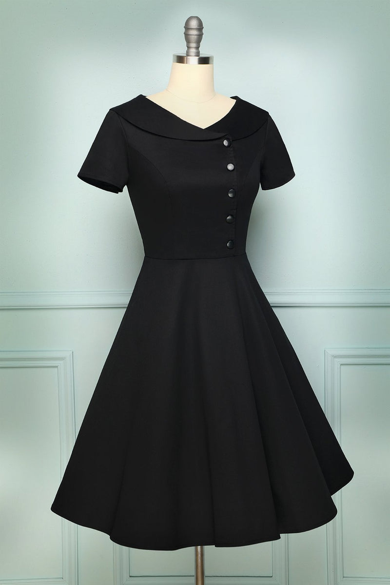 Carregar imagem no visualizador da galeria, Black Button Dress - ZAPAKA