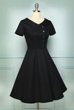 Black Button Dress - ZAPAKA