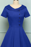 Blue Button Dress - ZAPAKA