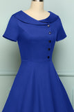 Blue Button Dress - ZAPAKA
