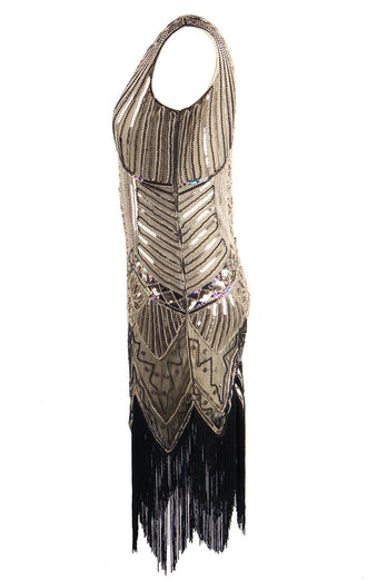 Vestido de Flapper da franja do brilho do ouro 1920