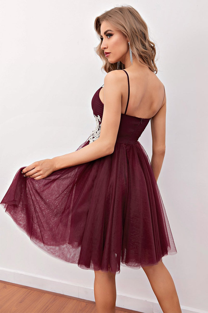 Carregar imagem no visualizador da galeria, Burgundy Short Prom Homecoming Dress