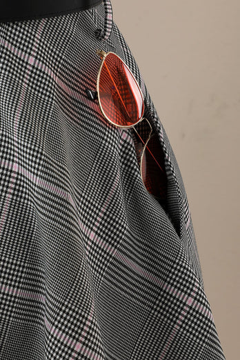 Vestido vintage cinzento escuro de estilo retro com mangas compridas