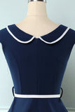 Vestido de pescoço de barco da Marinha dos anos 50